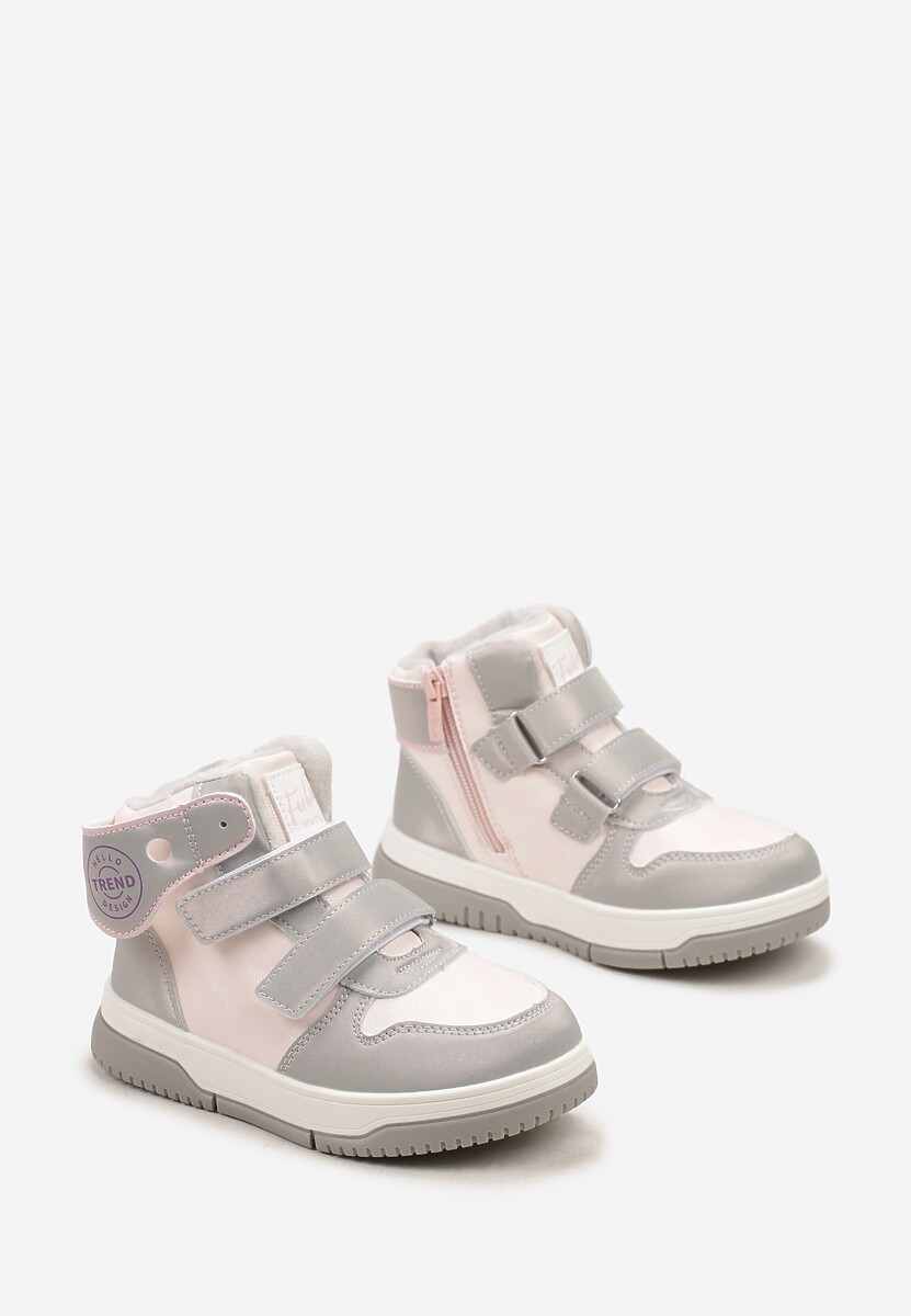 Srebrne Płaskie Botki Sneakersy z Misiem Devanda 2