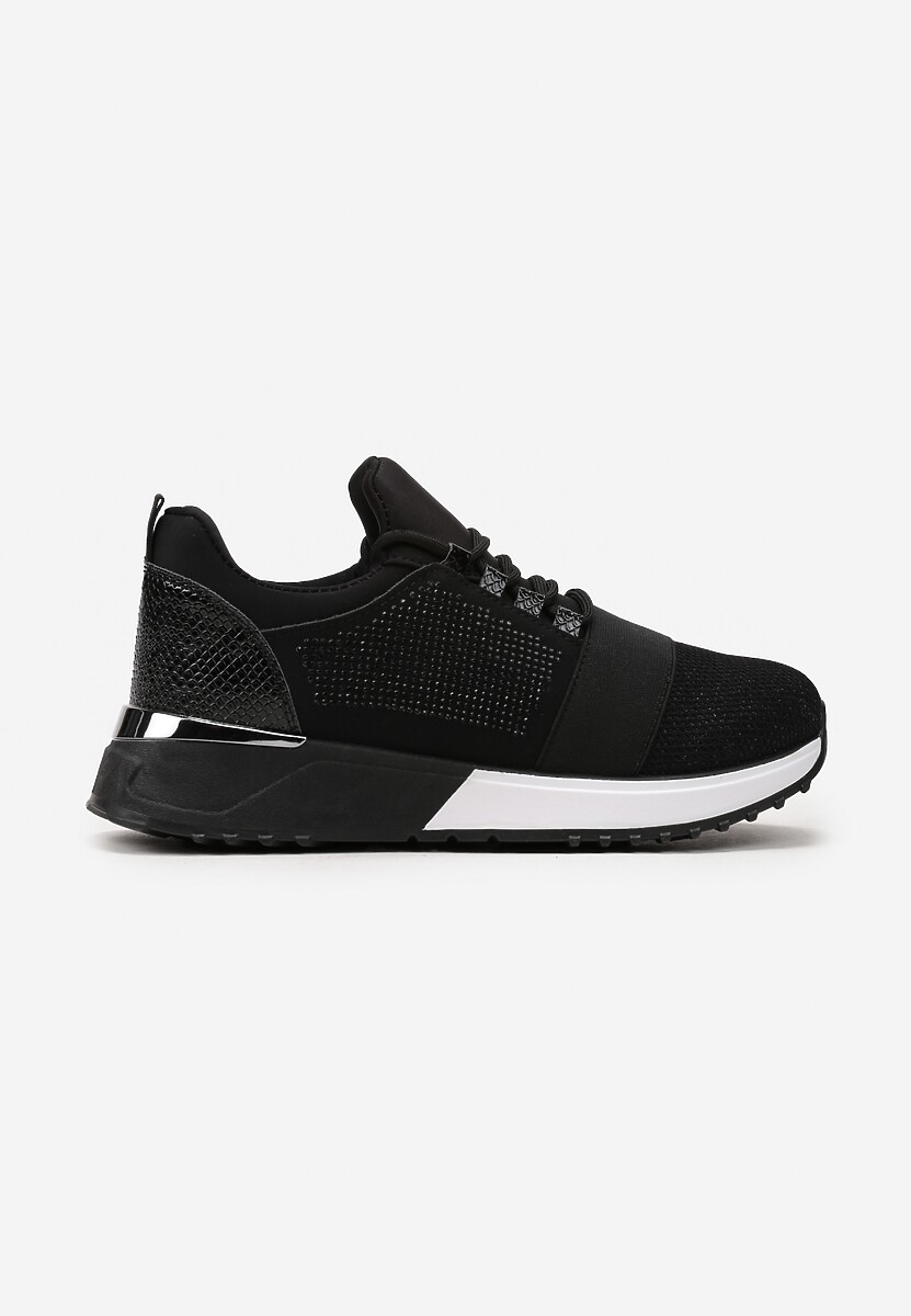Czarne Sneakersy Ozdobione Siateczką i Brokatem oraz Siateczką na Grubej Podeszwie Celandria 3