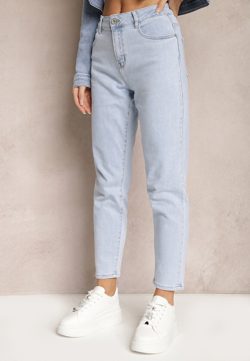 Jasnoniebieskie Jeansy z Bawełny o Fasonie Mom Jeans Naola 1