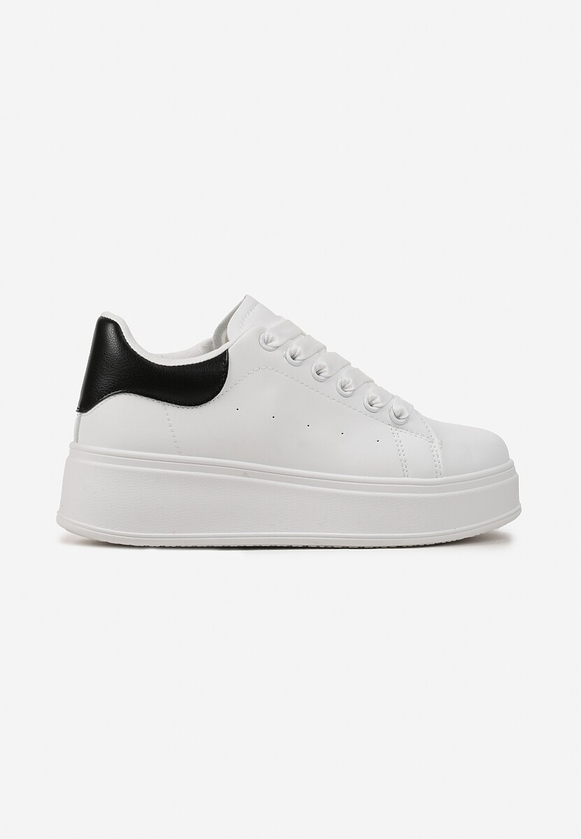 Sneakerși Alb-Negru cu Platformă și Inserție Contrastantă Aviasta 3