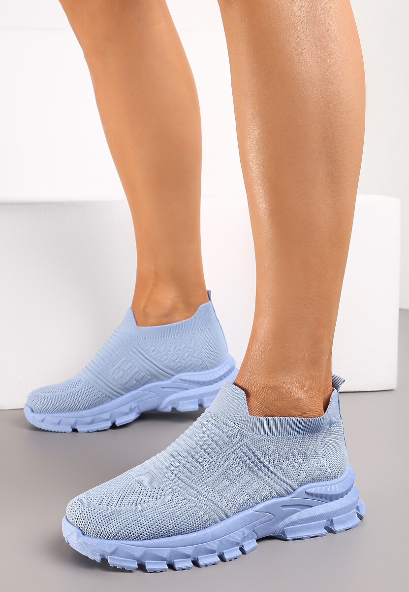 Sneakers albaștri cu partea superioară elastică pe talpă groasă Alamissa 2