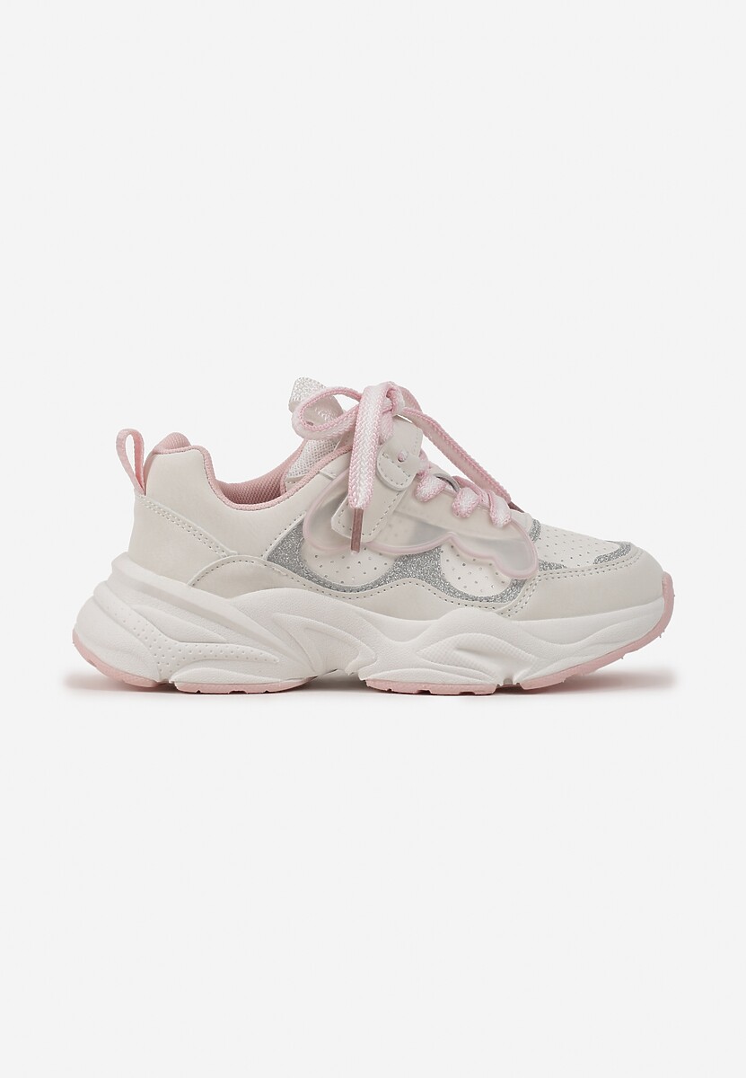 Różowe Brokatowe Buty Sportowe Sneakersy na Tłoczonej Podeszwie Benera 1