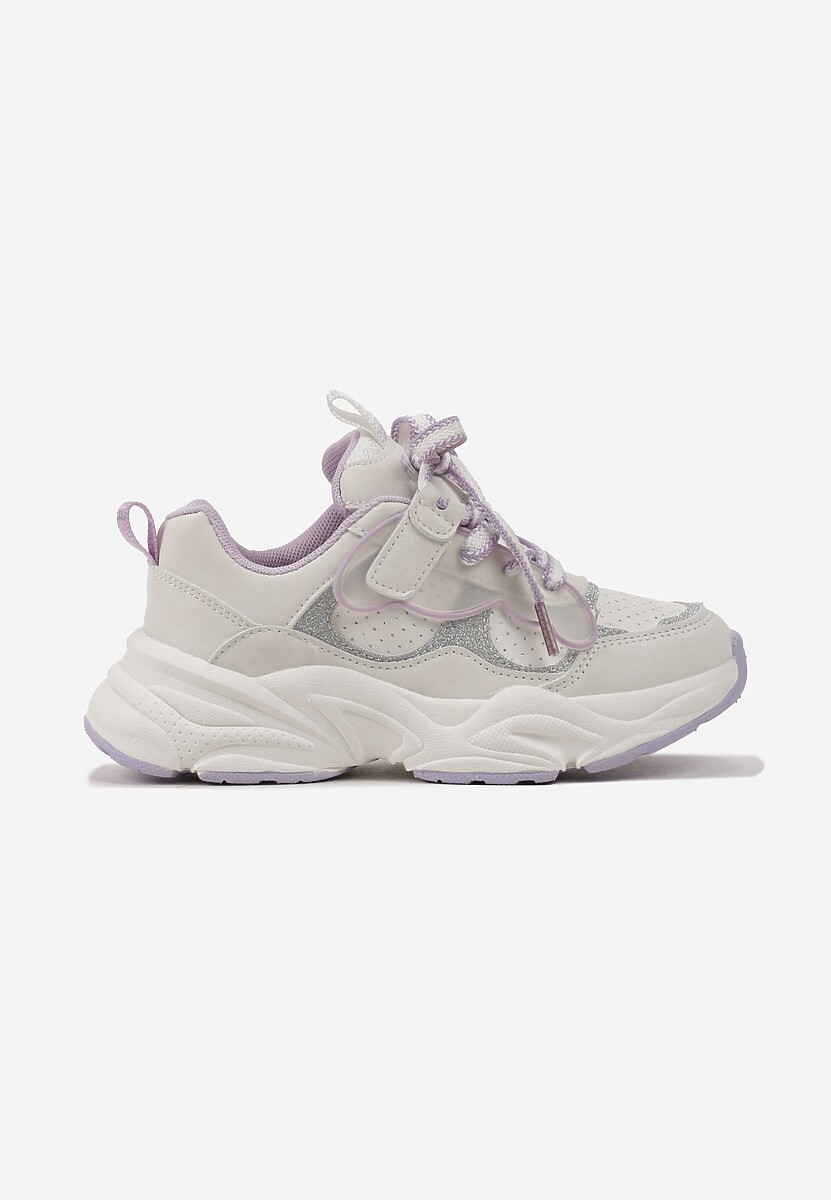Fioletowe Brokatowe Buty Sportowe Sneakersy na Tłoczonej Podeszwie Benera 1