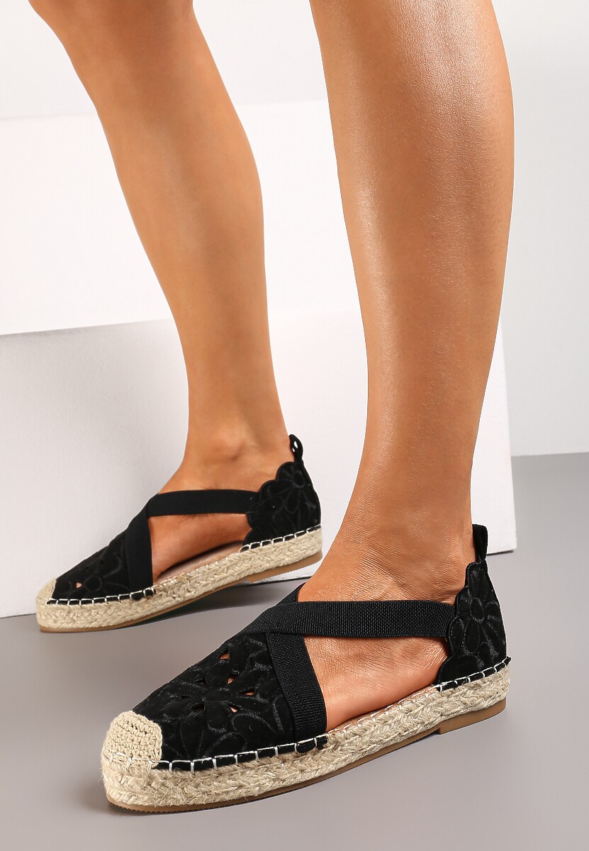 Espadrile Negre Brodate cu Iută Efloria 1