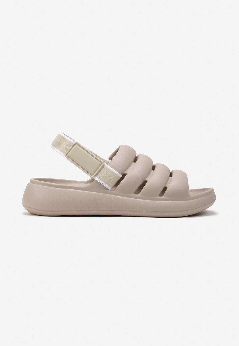 Sandale bej închis spumă cu velcro pe talpă groasă Arelis 3