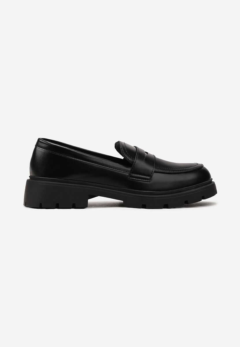 Mocasini Negri din Piele Ecologică cu Talpă Joasă Nasabel 3
