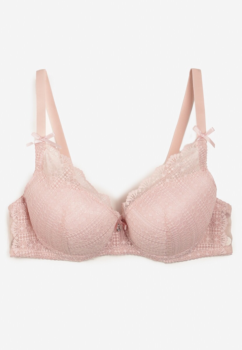 Sutien Push-Up Roz Cu Dantelă Și Pietre Verikellia 2