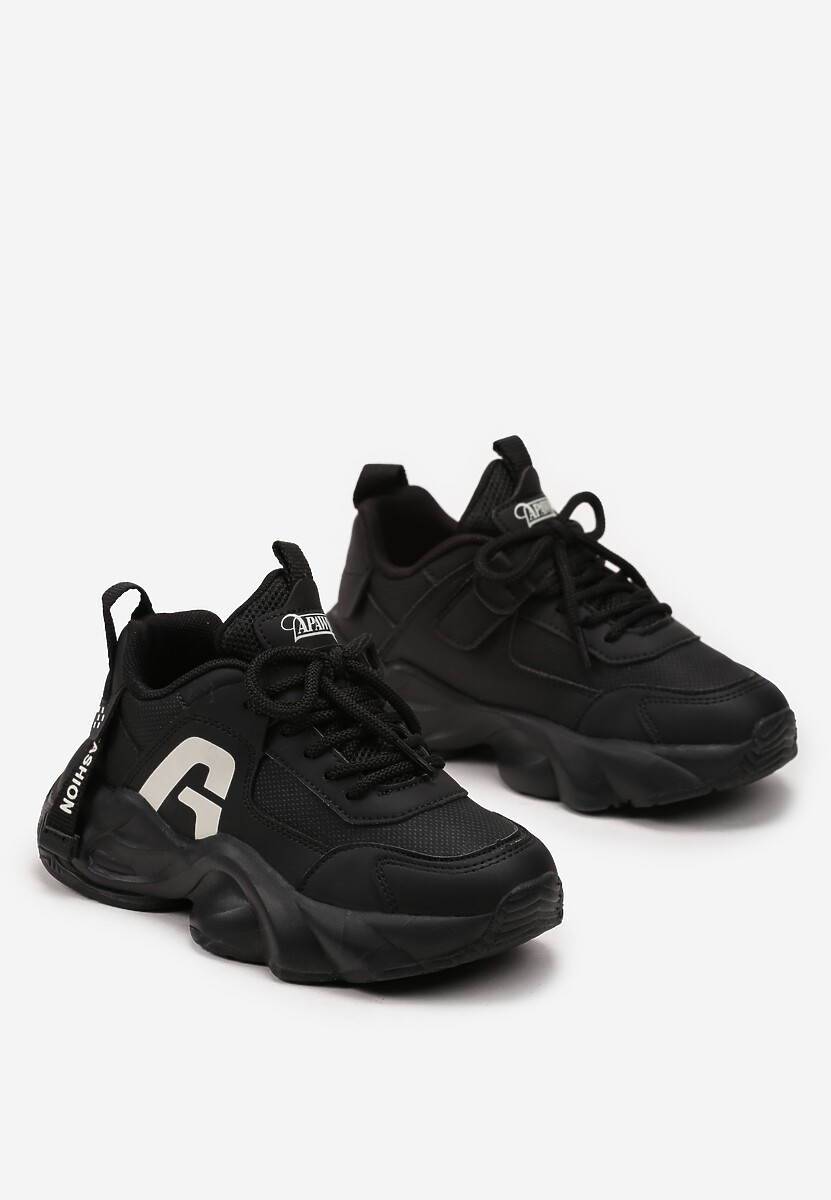 Czarne Buty Sportowe Sneakersy na Grubej Piankowej Podeszwie Lessiona 2
