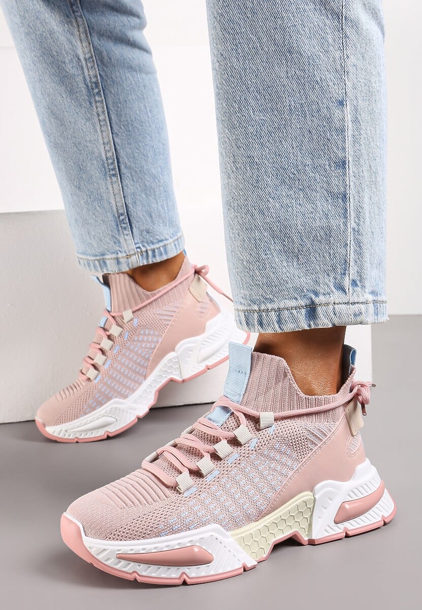 Sneakers Roz Tricou Cu Talpă Groasă Și Carâmb Tip Șosetă Xille 2