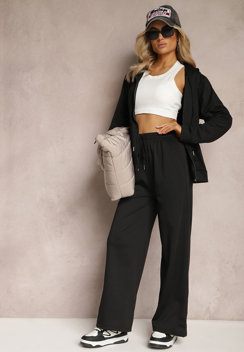 Set Trening Negru Larg Pantaloni Largi și Bluză cu Glugă Gossame 1
