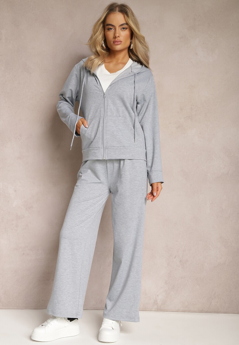 Gri Compleu Trening Casual Pantaloni Largi și Bluză cu Glugă Gossame 2