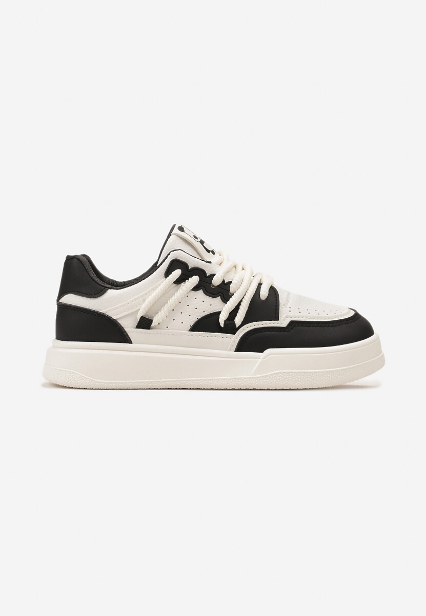 Sneakers Negru-Alb cu Aplicatie Ursulet Panda si Sireturi Late Wannia 3