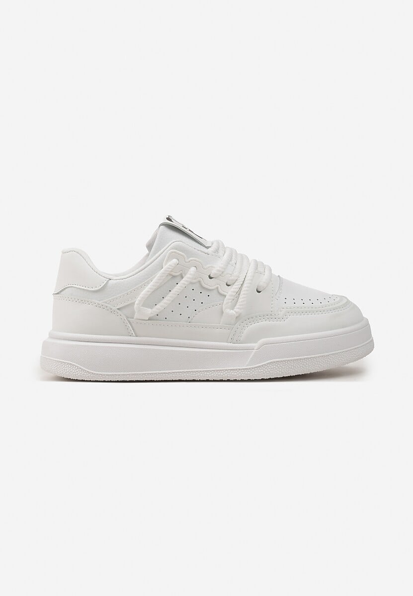 Sneakers Albi Decorați cu Petic de Panda și șireturi Late Wannia 3
