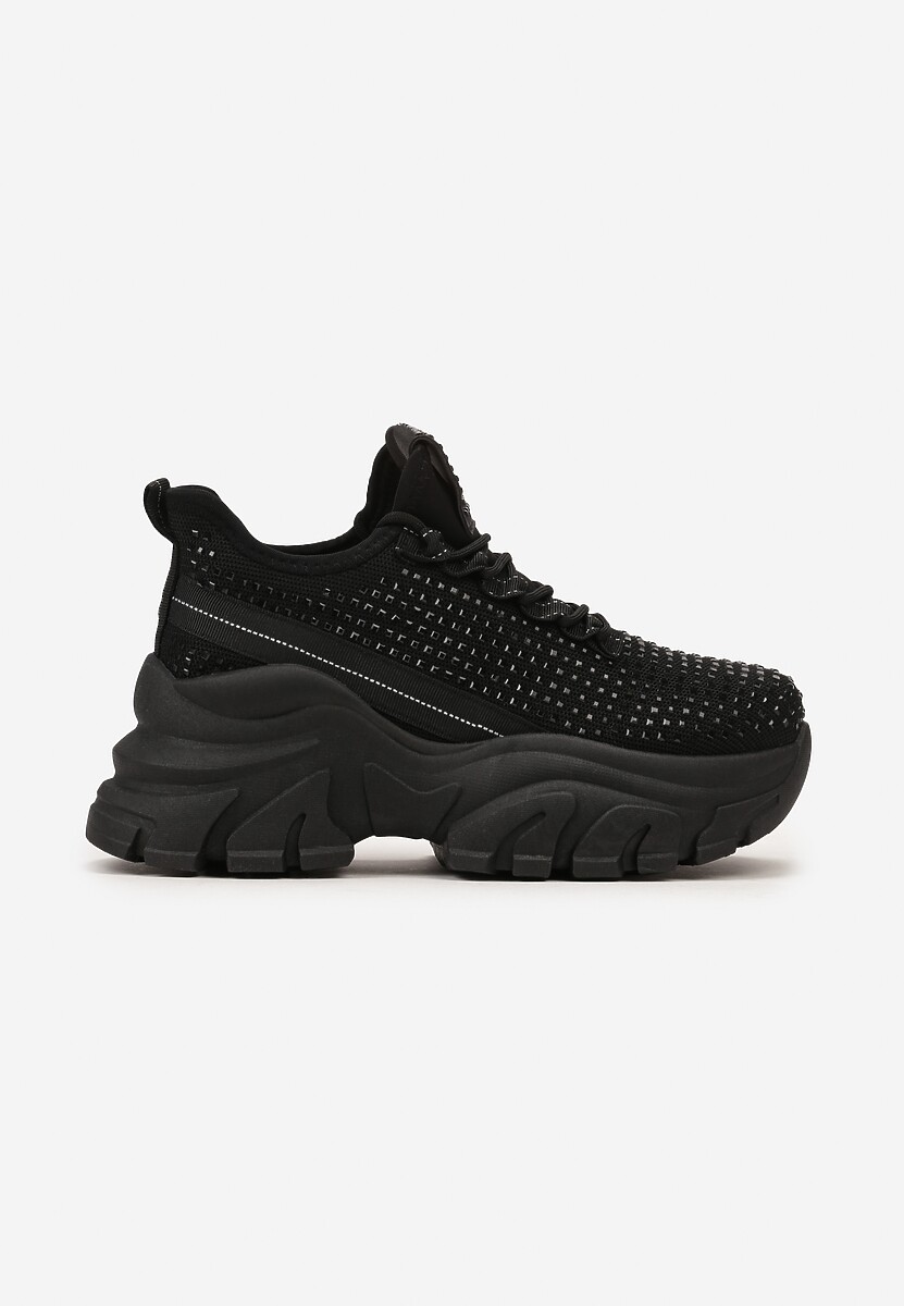 Sneakers Negri pe Platformă cu Carâmb cu Pietre Harilena 3