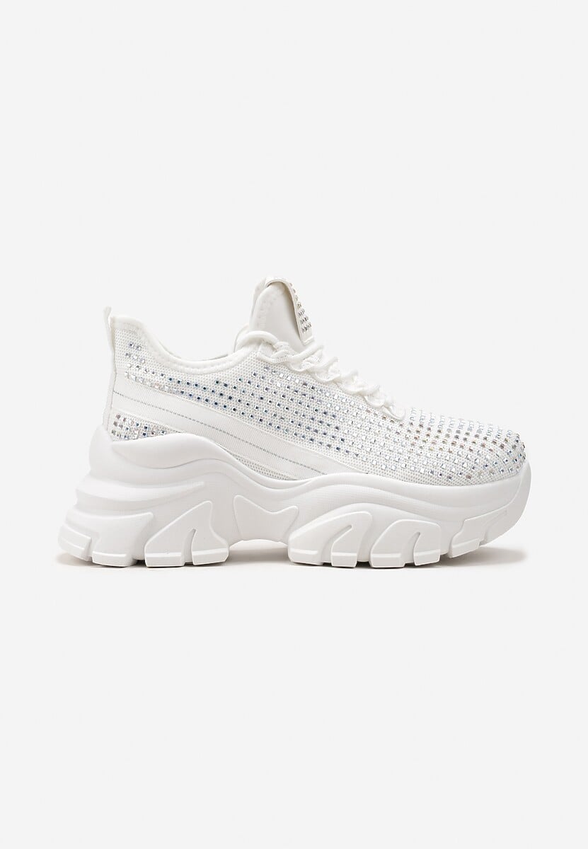 Sneakers Albi pe Platformă cu Partea Superioară cu Pietre Strass Harilena 3