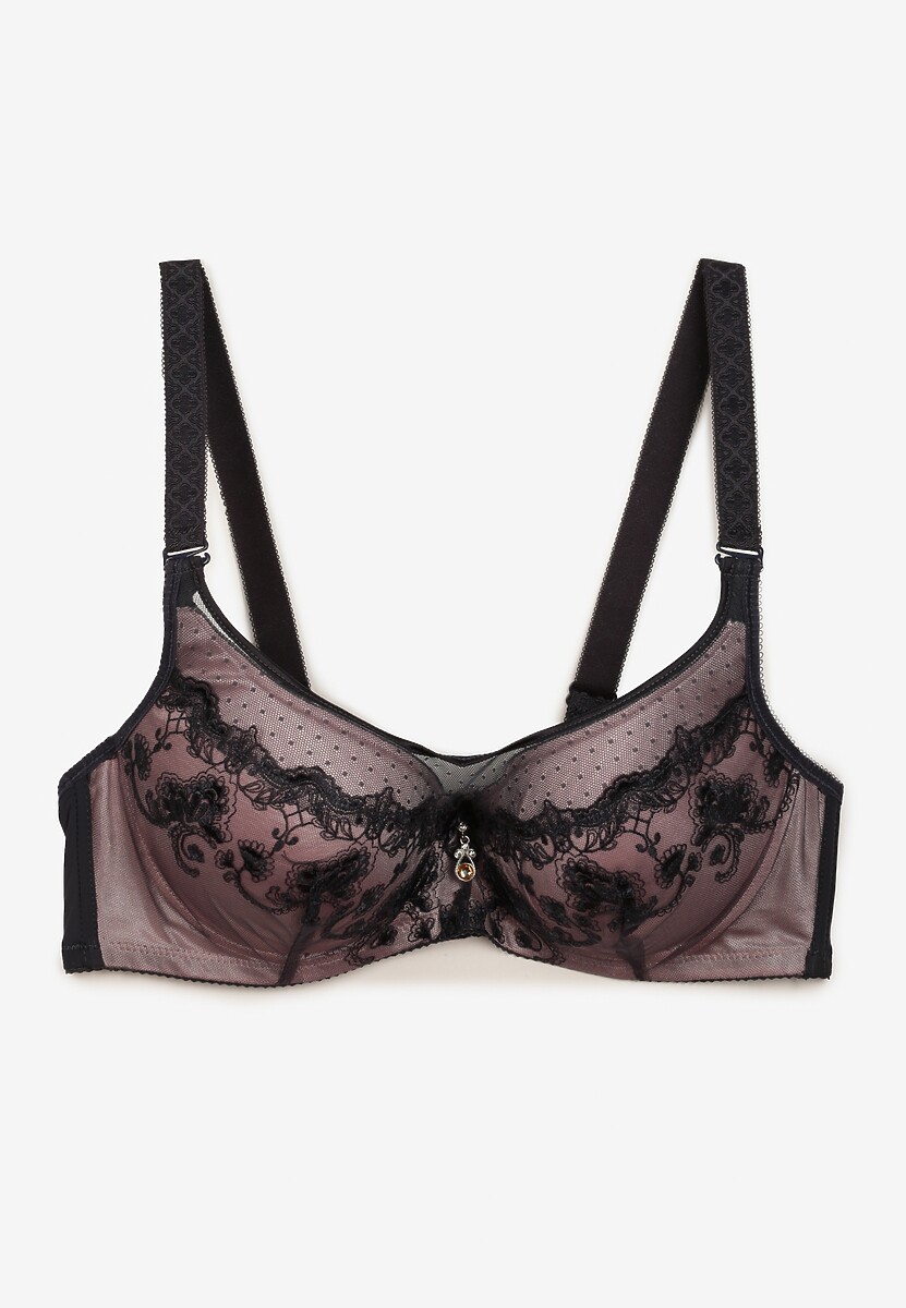 Szaro-Różowy Elegancki Biustonosz Push Up z Odpinanymi Ramiączkami Ursa 2