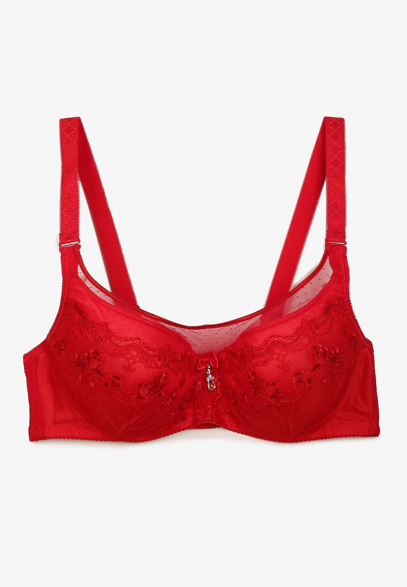 Czerwony Elegancki Biustonosz Push Up z Odpinanymi Ramiączkami Ursa 2