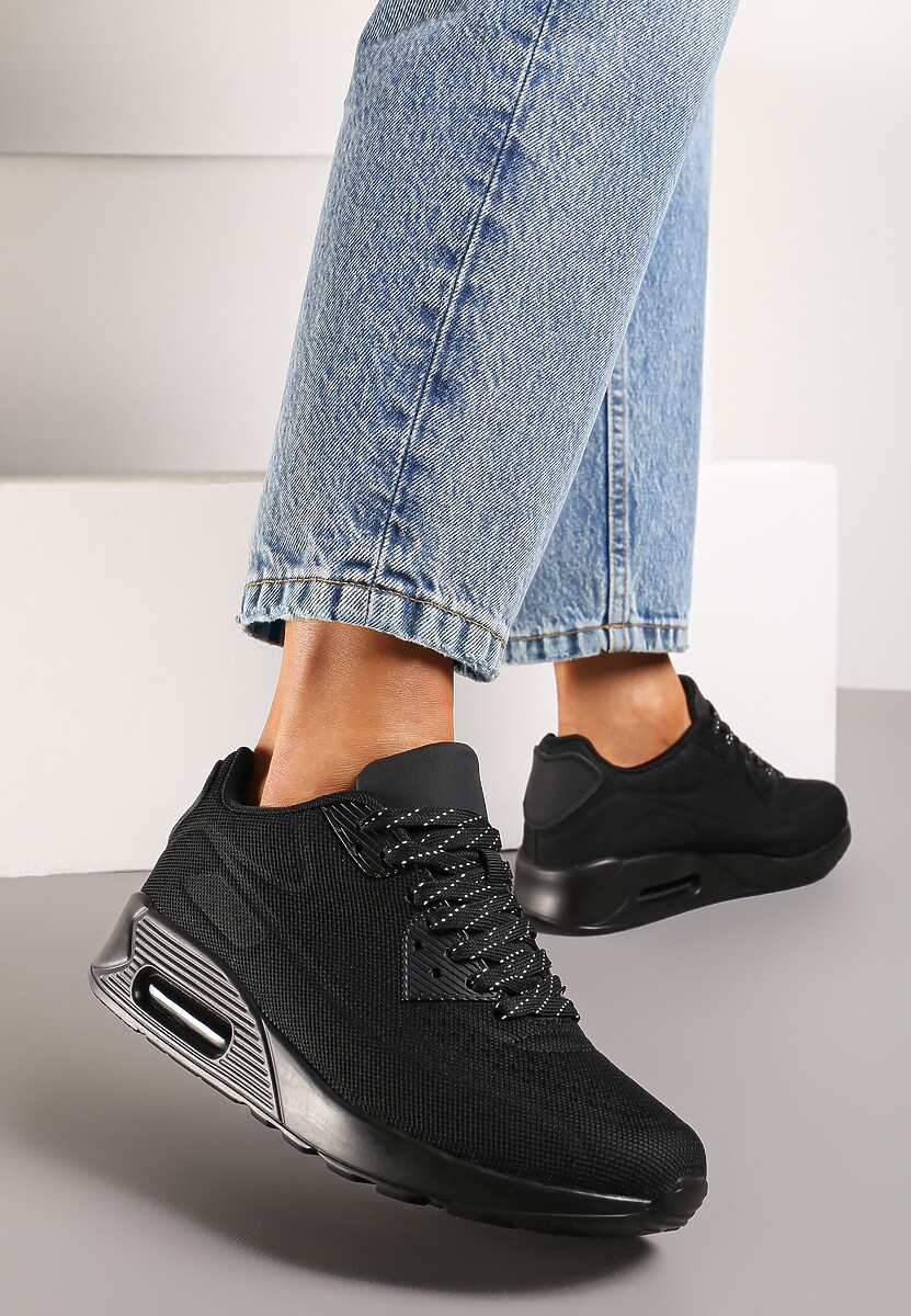 Czarne Sznurowane Sneakersy na Air Podeszwie Azorilda 2
