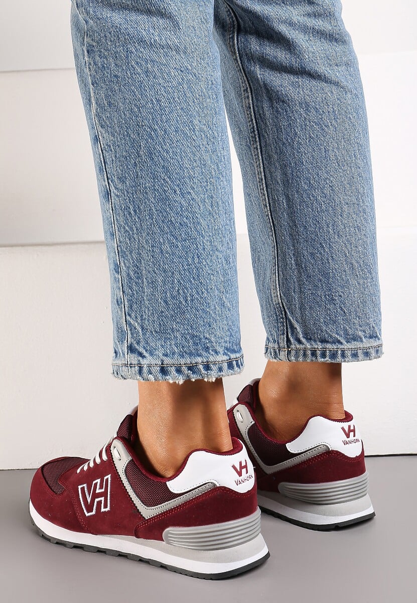 Bordowe Buty Sportowe z Imitacji Zamszu z Naszywką Lysadna 3
