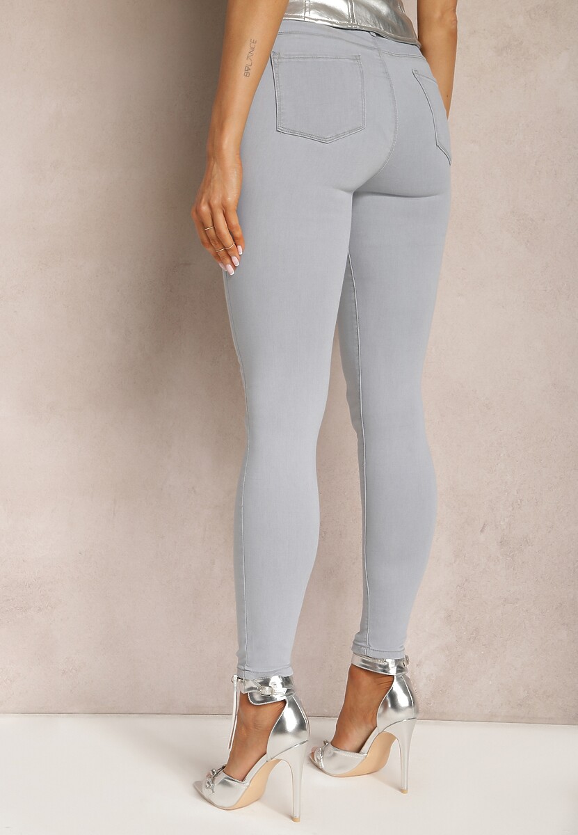 Jasnoszare Jeansy High Waist o Fasonie Skinny Yeslek 3