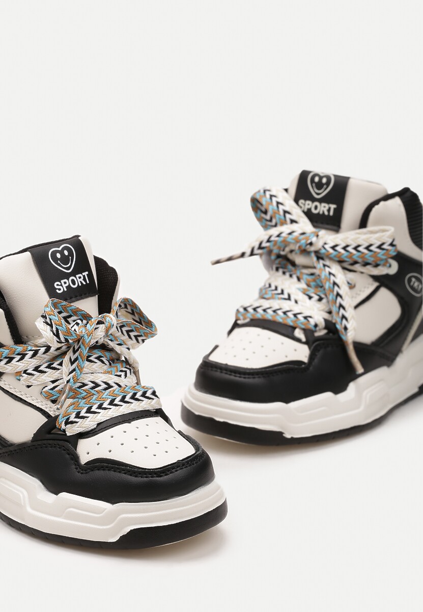 Beżowo-Czarne Buty Sportowe Sneakersy na Grubej Podeszwie ze Skórzaną Wkładką Piritha 3