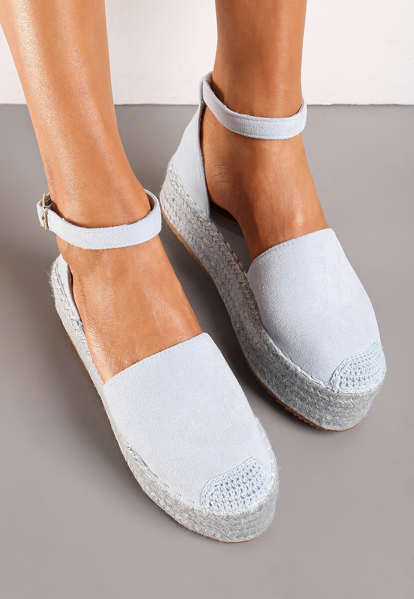Jasnoniebieskie Espadryle z Ekozamszu na Platformie z Jutowej Plecionki Omizza 3