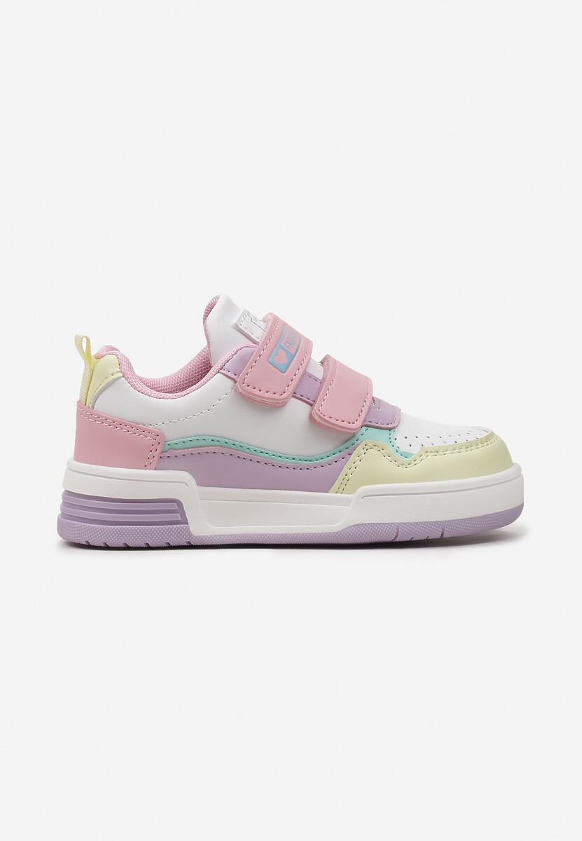 Różowo-Fioletowe Buty Sportowe Sneakersy na Platformie z Tłoczeniem na Rzep Tetiala 1
