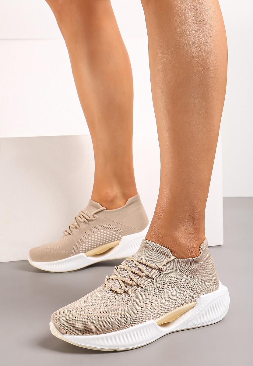 Bej Închis Pantofi Sport Slip-On cu Partea Superioară Elastică și Talpă Decorativă Instonia 2