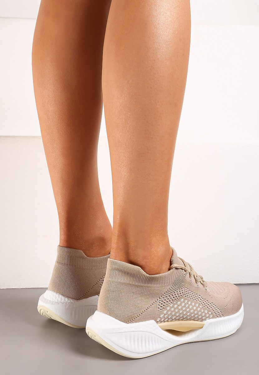 Bej Închis Pantofi Sport Slip-On cu Partea Superioară Elastică și Talpă Decorativă Instonia 3
