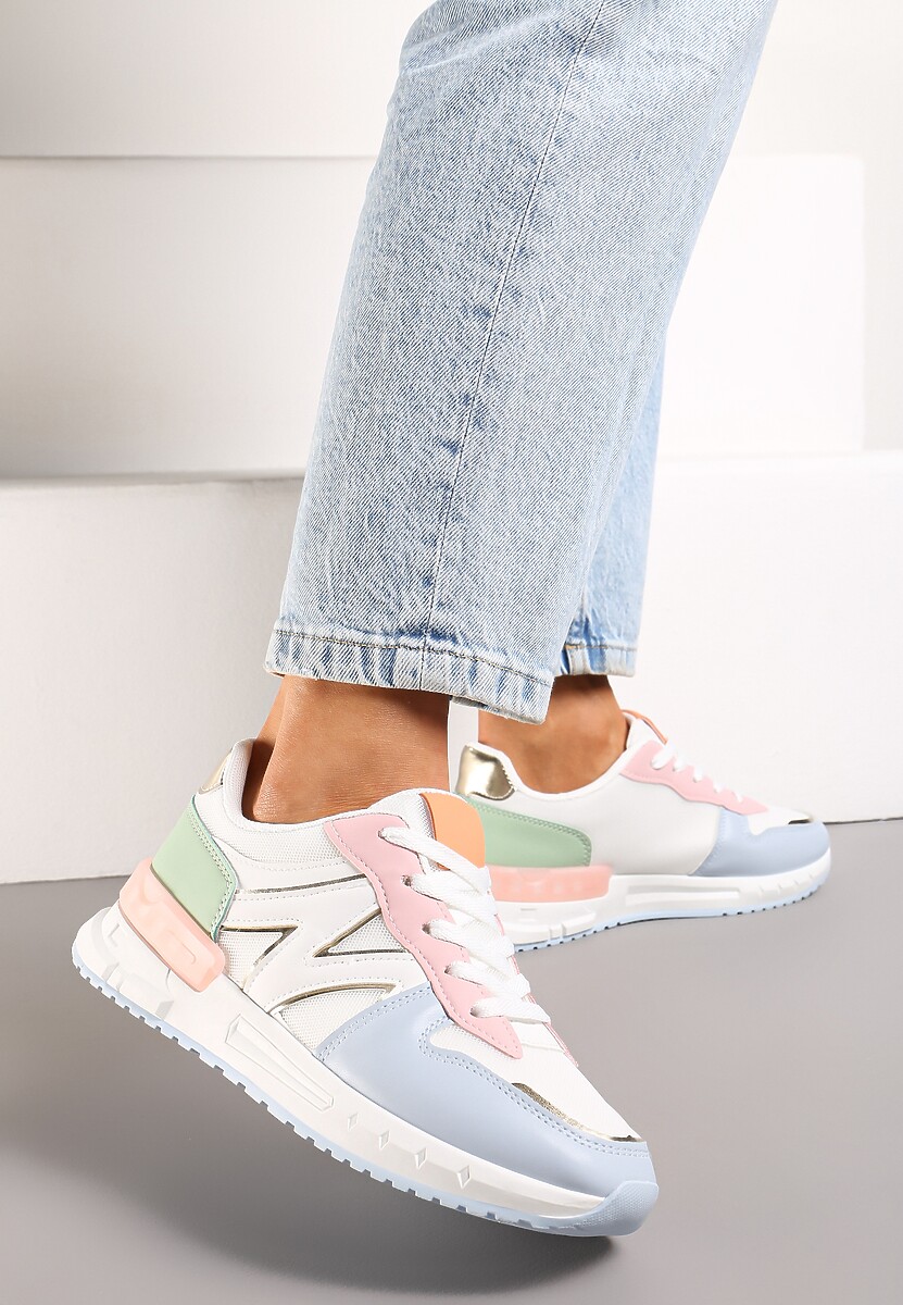 Sneakers Alb-Bleumarin cu Șiret Clasic și Inserții Plasă Veloraa 3