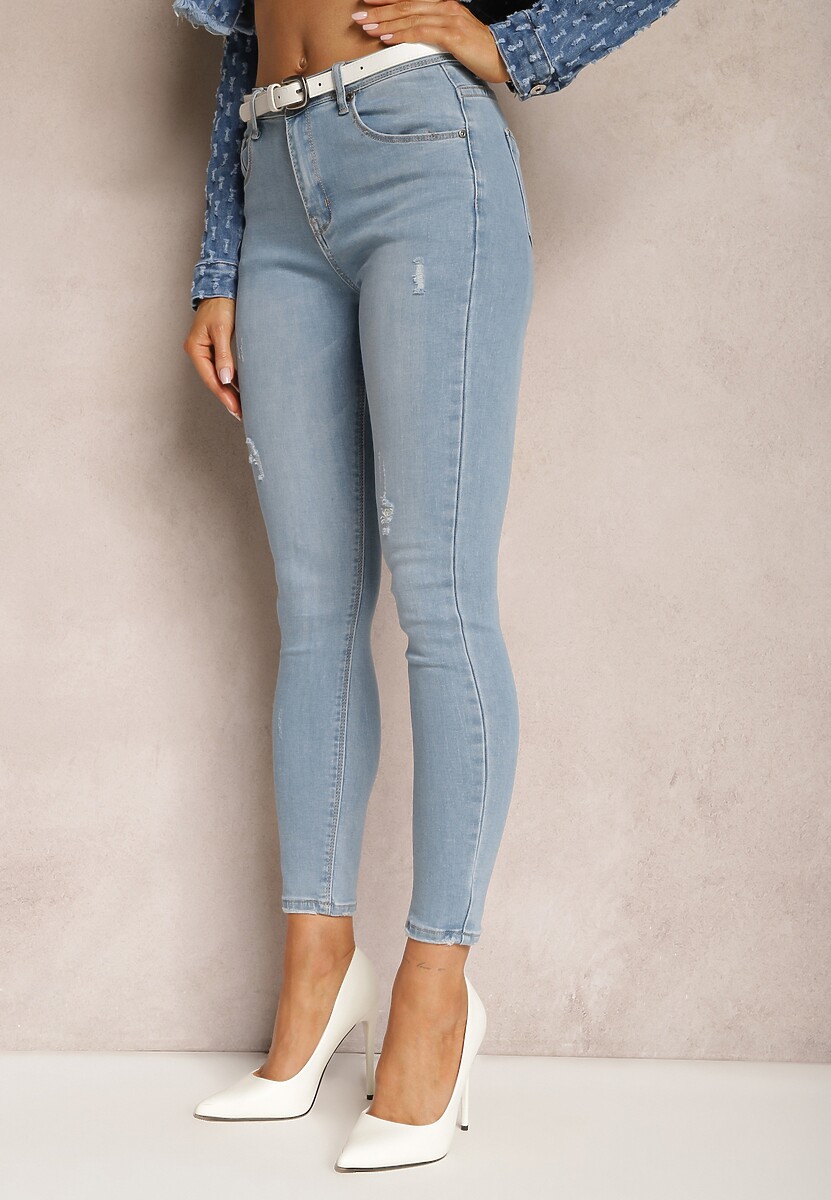 Blugi Albastru Deschis Skinny Cu Stresări Arlogia 1