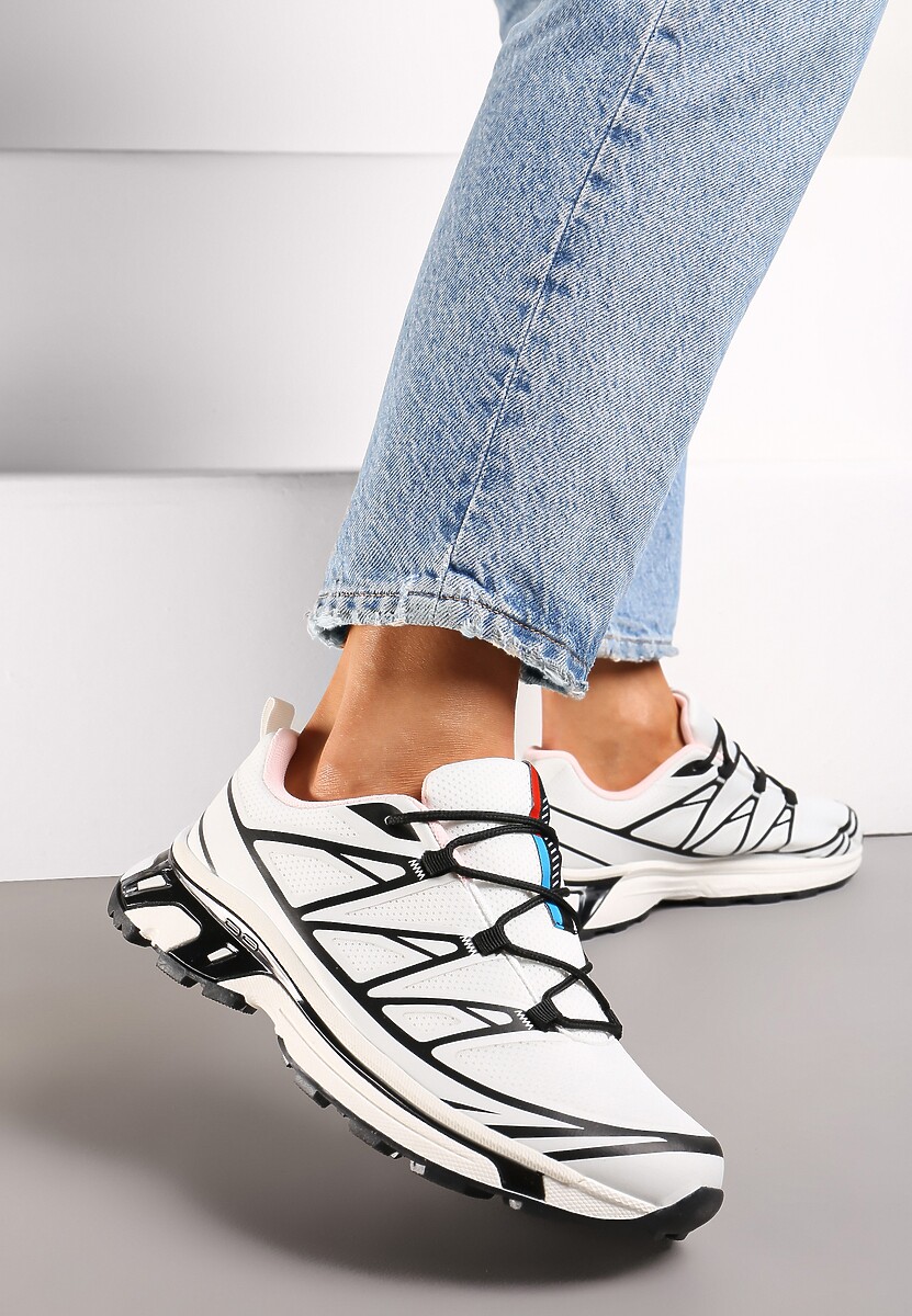 Sneakers Alb-Negru cu Inserții Decorative și Bandă Elastică Aineri 2