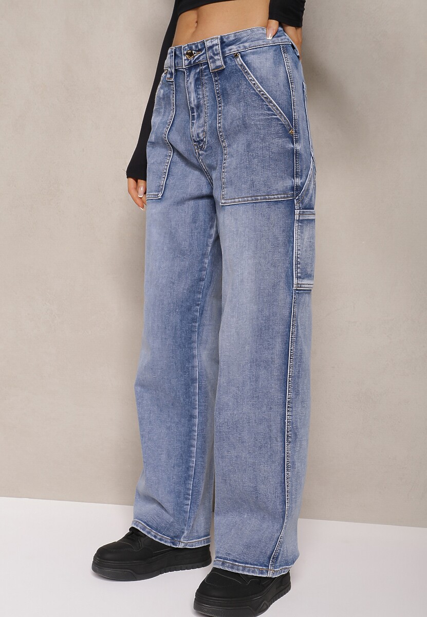 Jasnoniebieskie Jeansy High Waist o Kroju Palazzo z Szerokimi Nogawkami Xavina 3