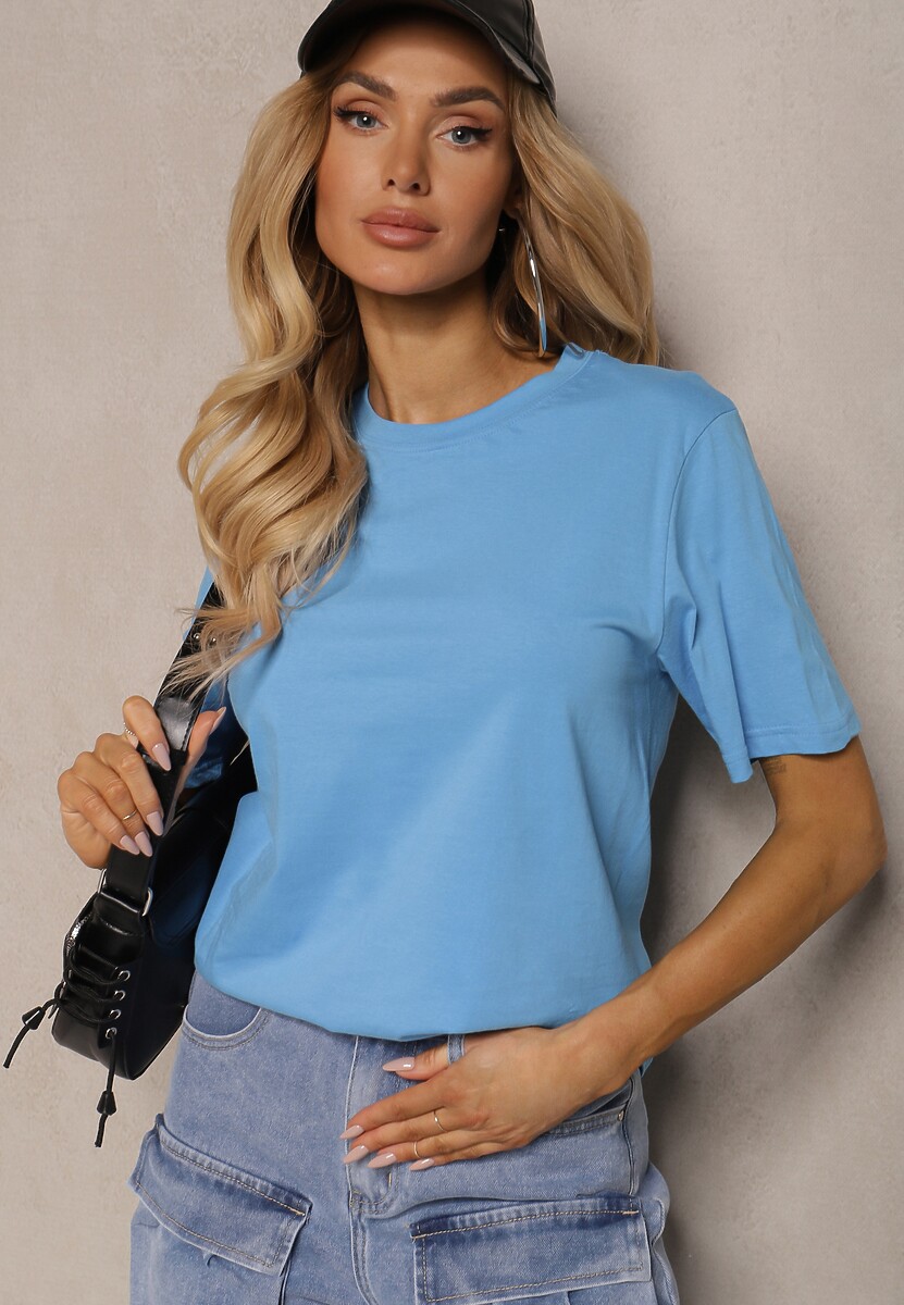 Tricou Albastru Deschis din Bumbac cu Croială Clasică Wasella 1