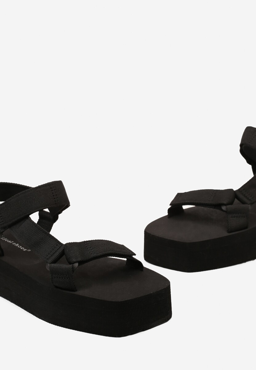 Sandale Sport Negre cu prindere Velcro cu platformă de spumă