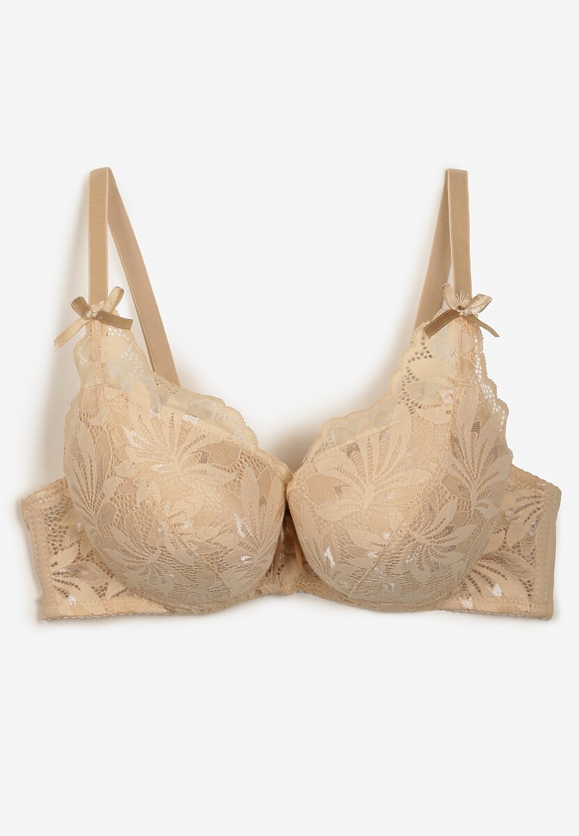 Sutien bej deschis cu dantelă push-up decorat cu dantelă Aritsavia 2