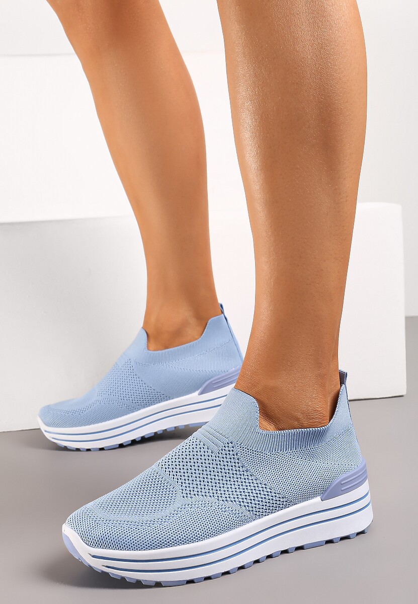 Pantofi Sport Albaștri Slip-On cu Față Moale pe Platformă Joasă Dionema 2