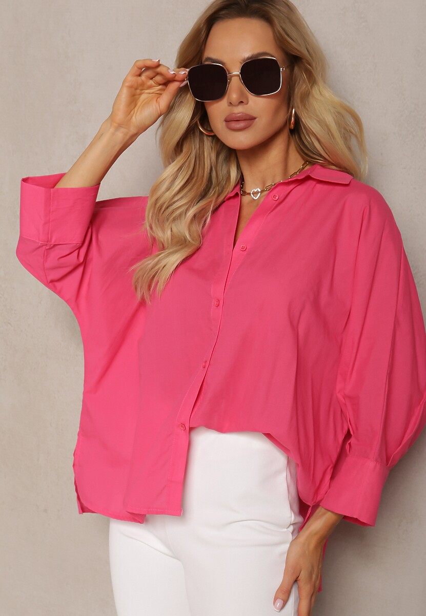 Cămașă Fucsia din Bumbac Mâneci 3/4 Tip Liliac Delilatia 2