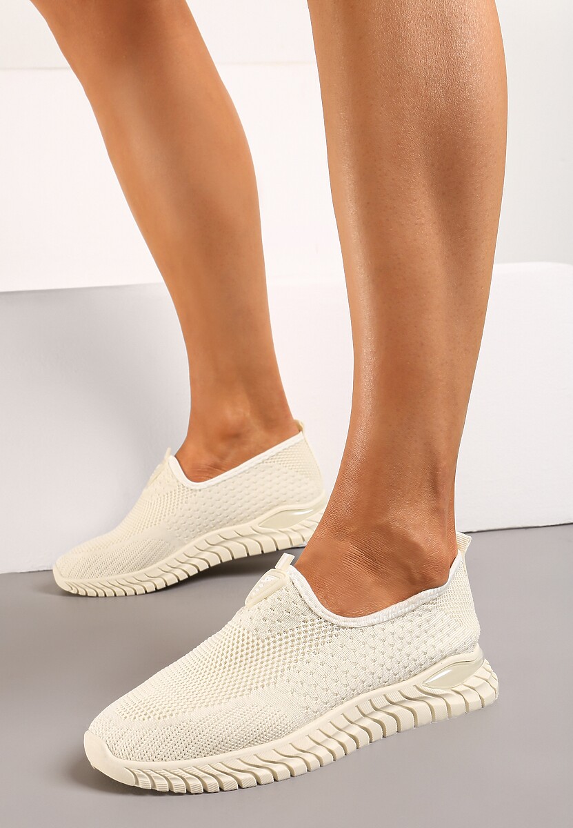 Bej Pantofi Sport Slip-On gleznă cu Carâmb Material Dasrica 2
