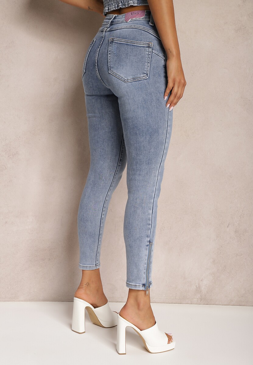 Jasnoniebieskie Jeansy Skinny z Bawełny High Waist Zunemia 3