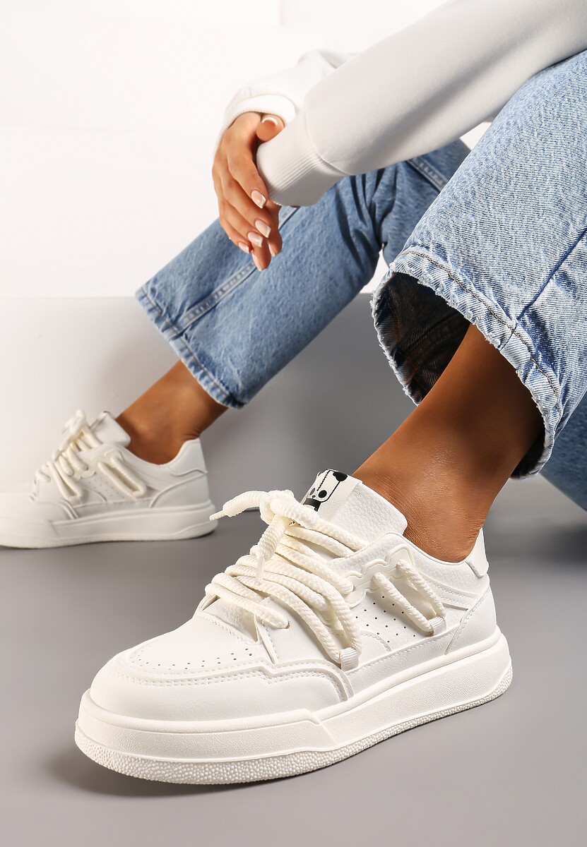 Sneakers bej cu imprimeu panda și șireturi late Wannia 1