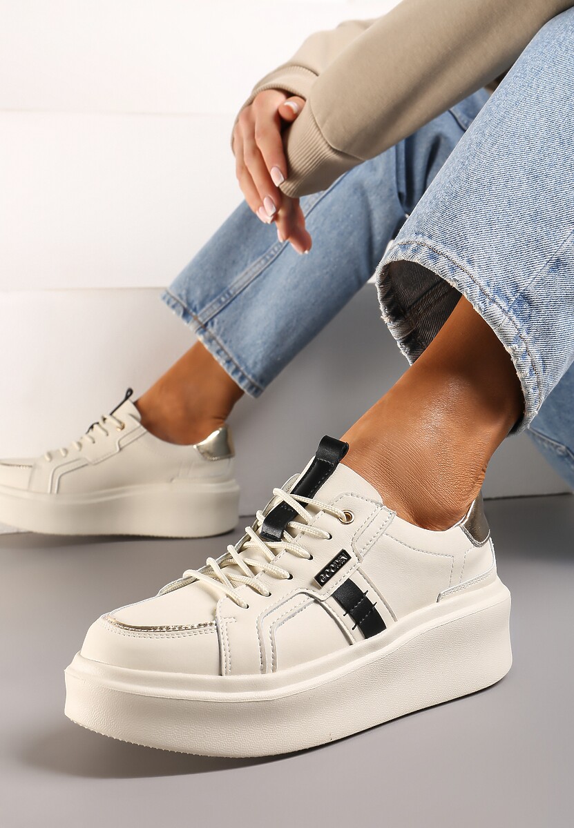 Sneakers Bej din Piele Naturală pe Platformă Ahama 1