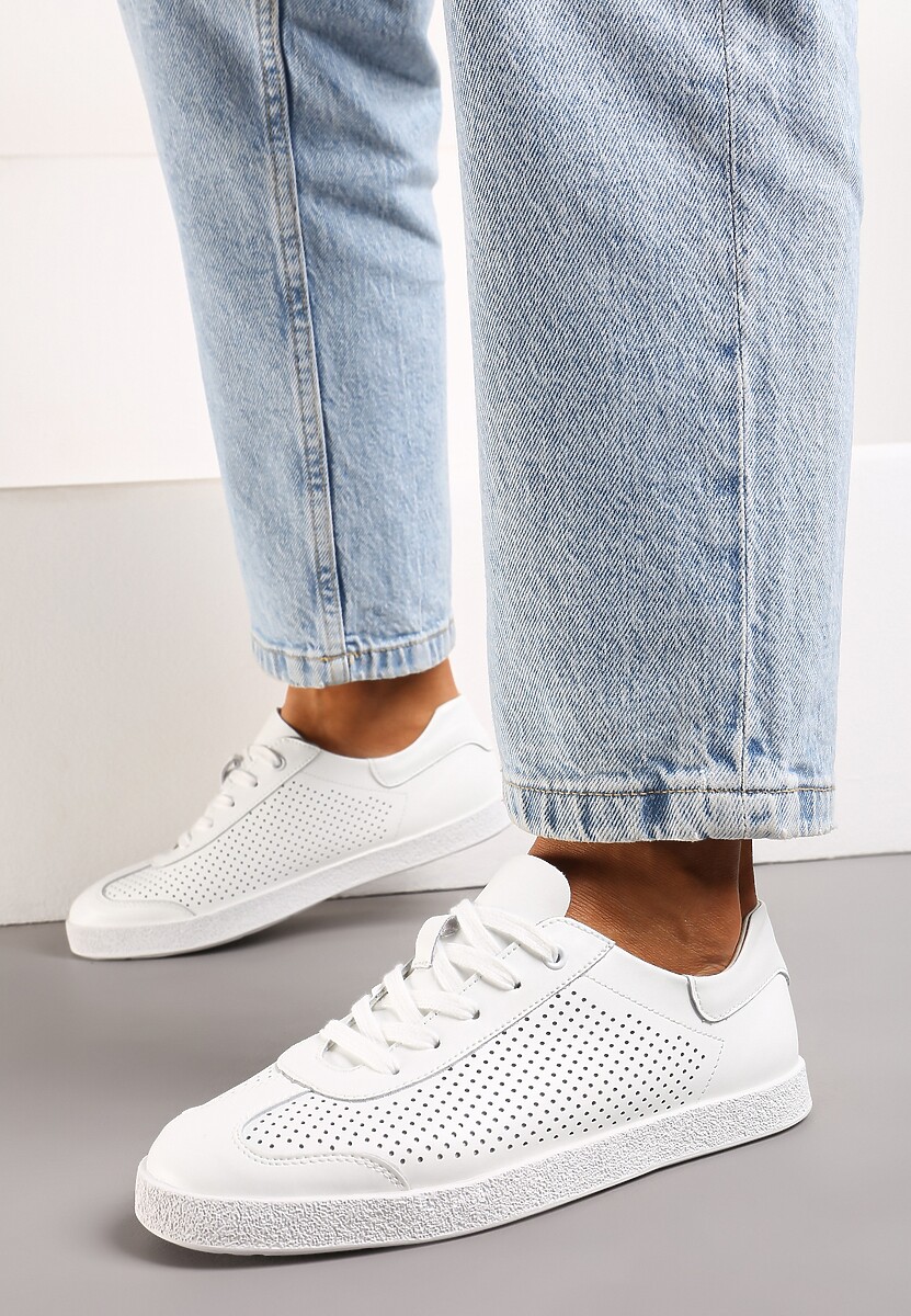 Sneakers Albi din Piele cu Perforatie si Siret Briarta 3
