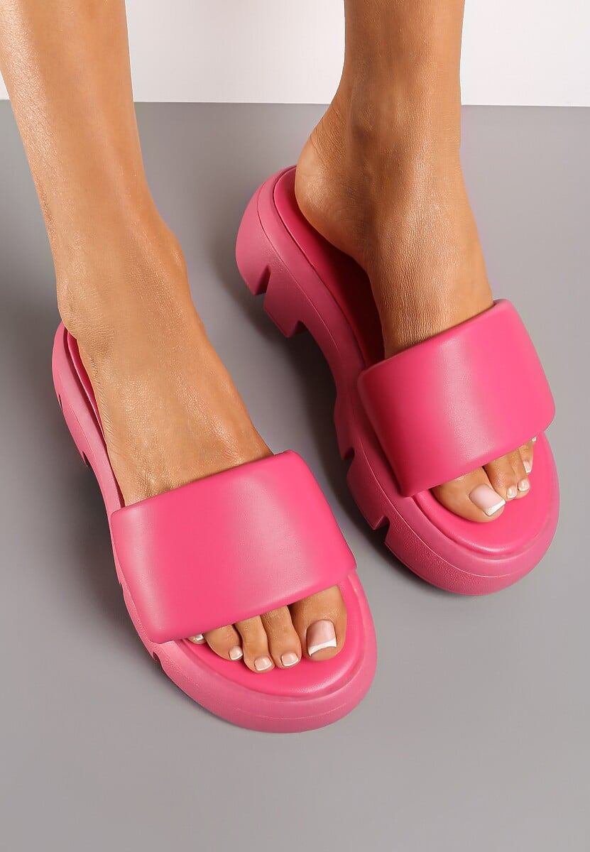 Fucsia Papuci Chunky cu Talpă Groasă și Bareta Lată Nachinna 3