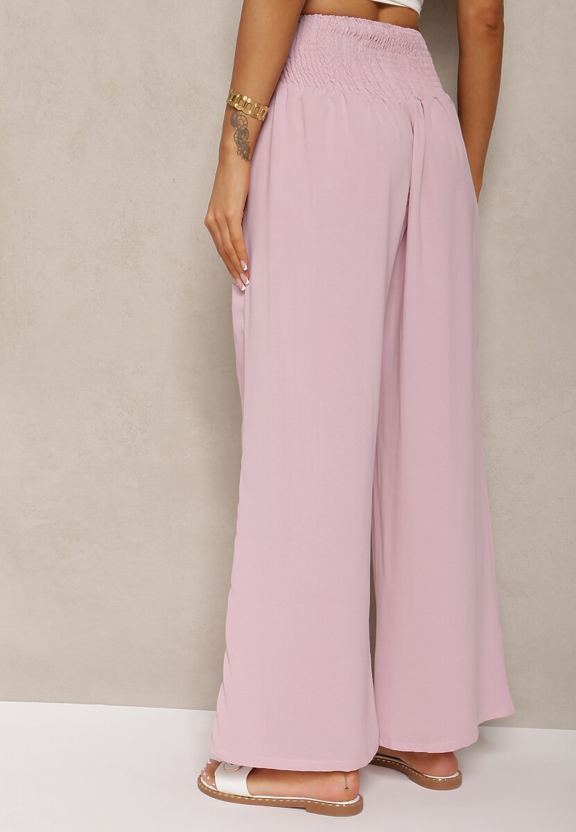 Pantaloni Roz Culotes Talie Înaltă Elastic Lipadre 3