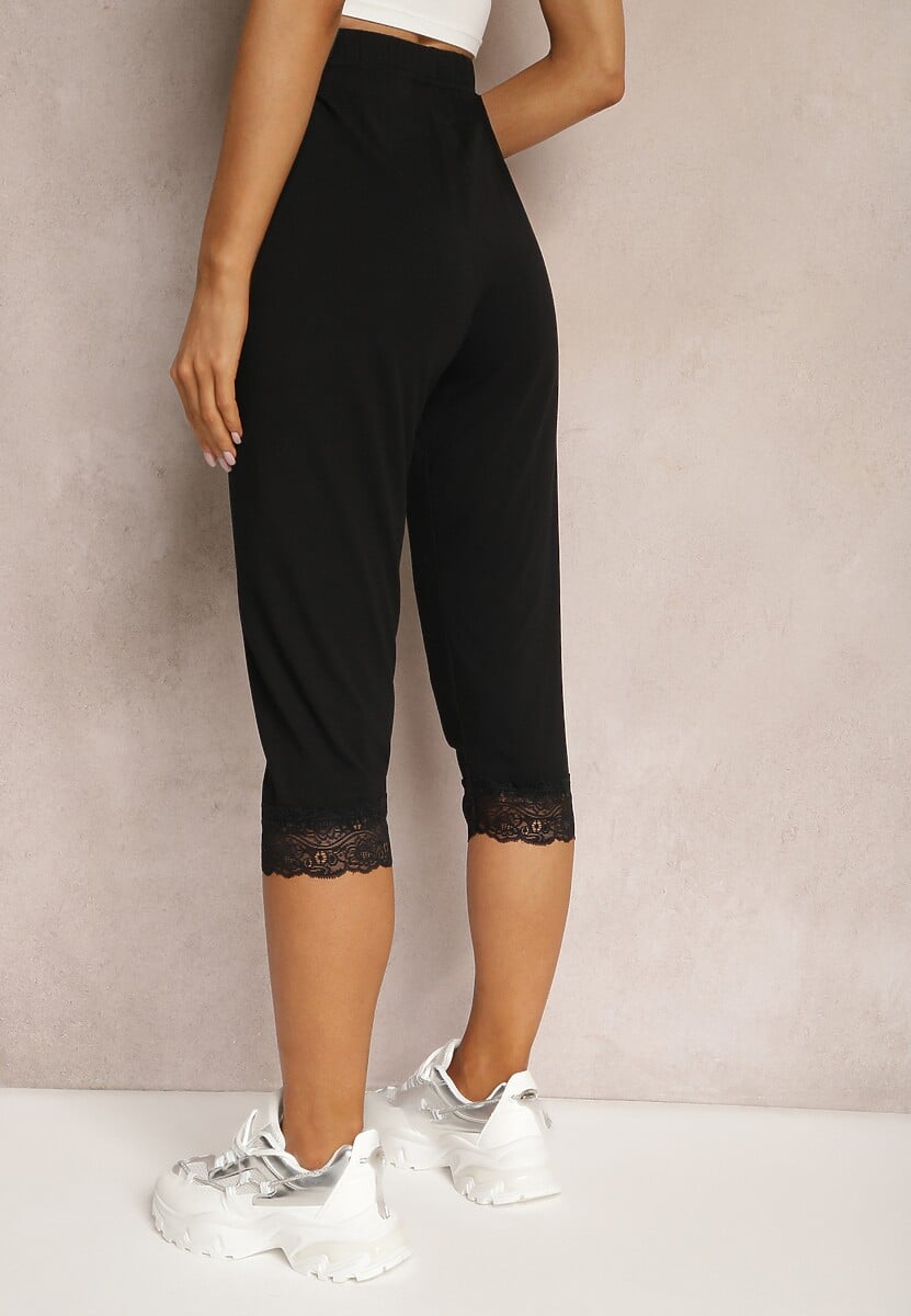 Pantaloni negri din bumbac cu lungime 3/4 Colanți Abiknia 3