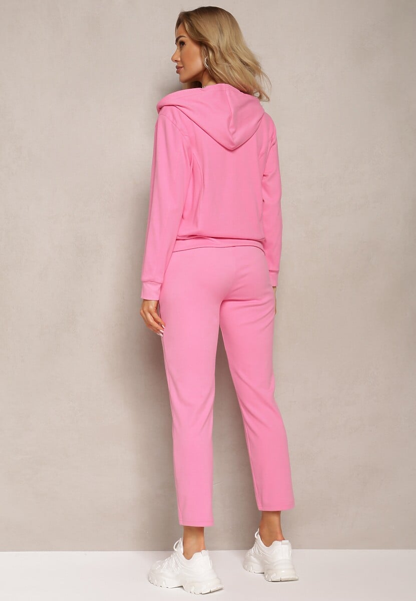 Set Trening Roz Roz Suficientă Pantaloni cu Elastic în Talie și Bluză cu Glugă cu Fermoar Starnie 3