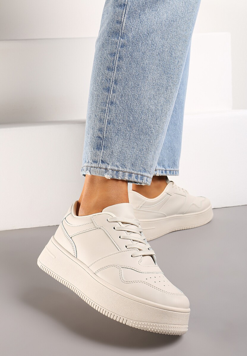 Sneakers Bej cu Platforma și Carâmb Înalt Liciana 2