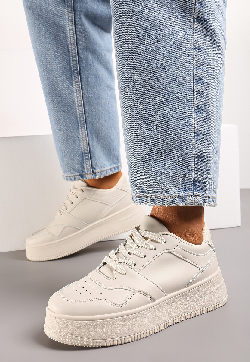 Sneakers Bej cu Platforma și Carâmb Înalt Liciana 3