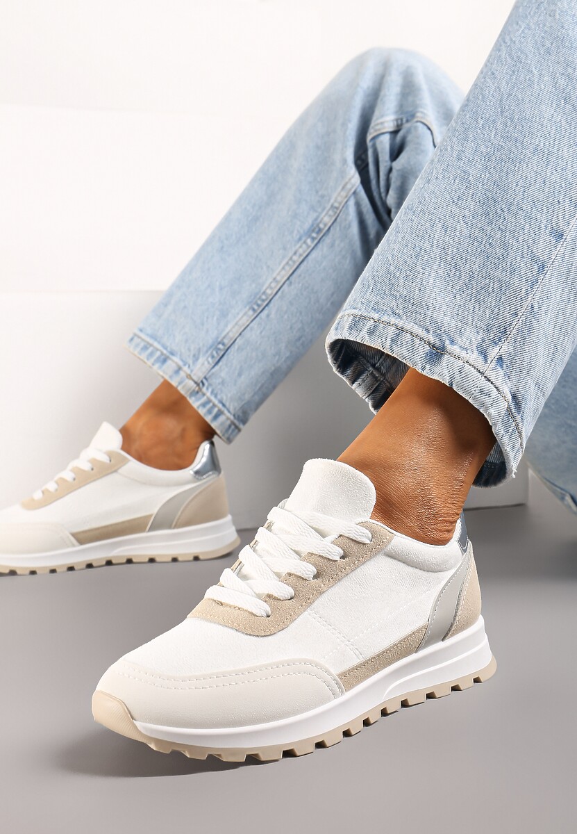 Białe Sznurowane Sneakersy przed Kostkę Kiea 2